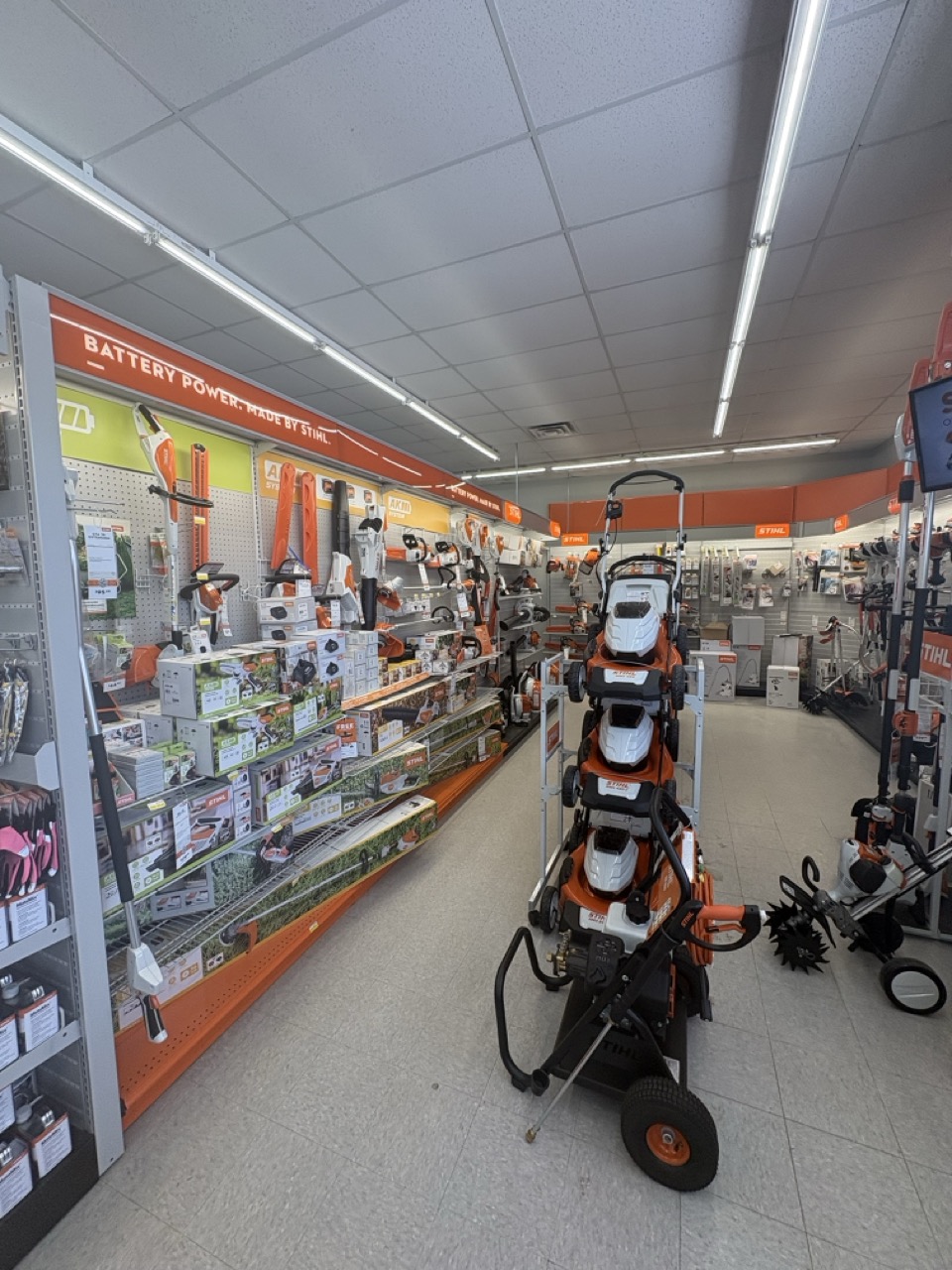 Stihl outdoor power equipment section at Franklinville Hardware